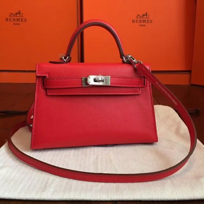 Hermes Red Swift Kelly Mini II Handmade Bag LDBS243144