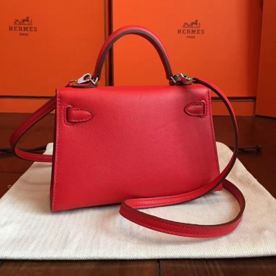 Hermes Red Swift Kelly Mini II Handmade Bag LDBS243144