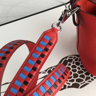 Hermes Red Tressage Cuir 25 MM Bag Strap LDBS243145