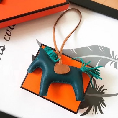 Hermes Rodeo Horse Bag Charm In Malachite/Camarel/Green Leather LDBS243158