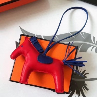 Hermes Rodeo Horse Bag Charm In Red/Blue Leather LDBS243165