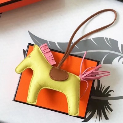 Hermes Rodeo Horse Bag Charm In Yellow/Camarel/Pink Leather LDBS243170