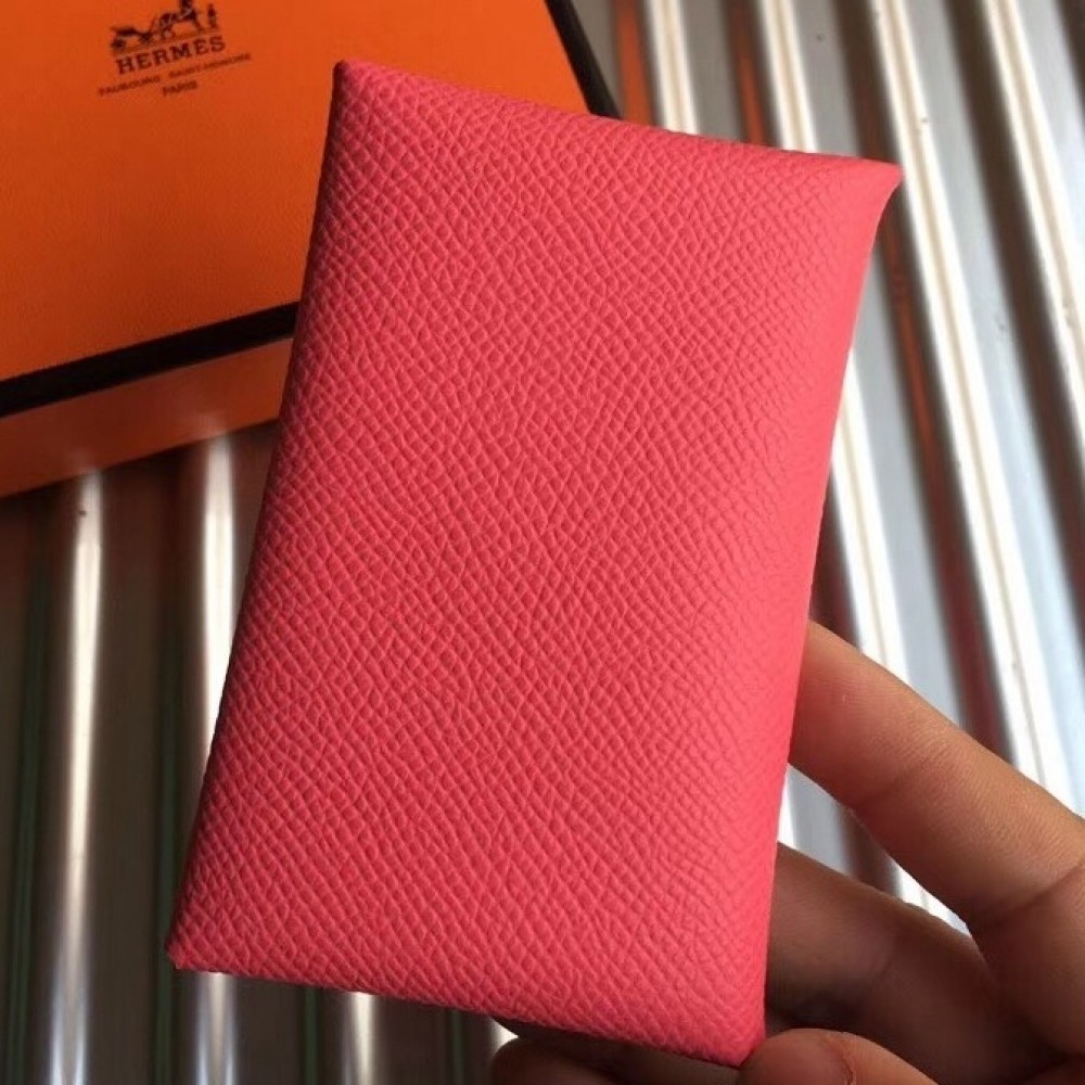 Hermes Rose Azalee Epsom Calvi Card Holder LDBS243172