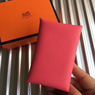 Hermes Rose Azalee Epsom Calvi Card Holder LDBS243172