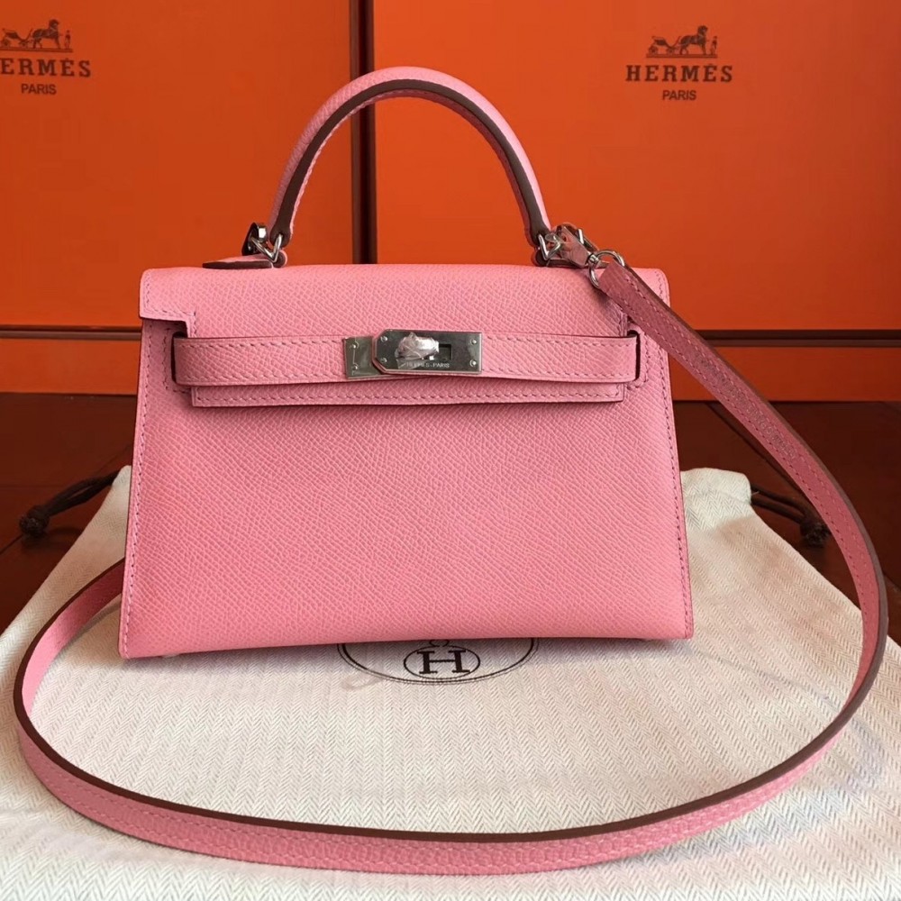 Hermes Rose Confetti Epsom Kelly Mini II Handmade Bag LDBS243174