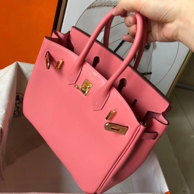 Hermes Rose Lipstick Birkin 25cm Swift Handmade Bag LDBS243177