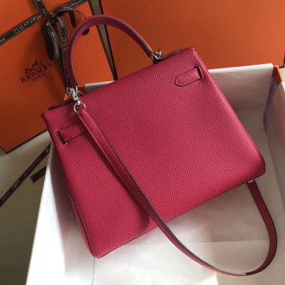 Hermes Rose Red Clemence Kelly 28cm Bag LDBS243190