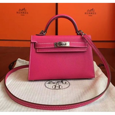 Hermes Rose Tyrien Epsom Kelly Mini II Handmade Bag LDBS243196