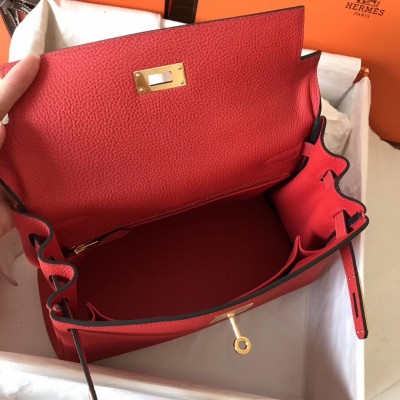 Hermes Rouge Casaque Clemence Kelly 28cm Handmade Bag LDBS243197