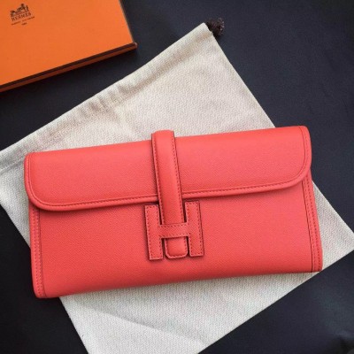 Hermes Rouge Pivoine Epsom Jige Elan 29 Clutch Bag LDBS243198