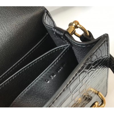 Hermes Roulis Mini Bag In Black Embossed Crocodile Calfskin LDBS243200