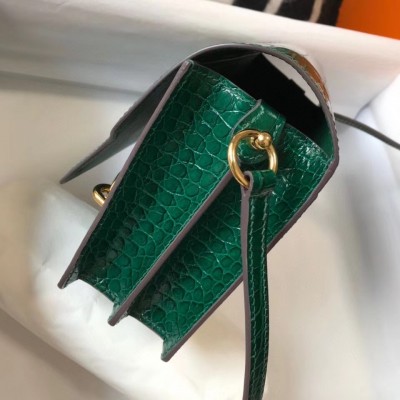 Hermes Roulis Mini Bag In Green Embossed Crocodile Calfskin LDBS243202