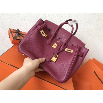 Hermes Ruby Birkin 25cm Clemence Handmade Bag LDBS243208