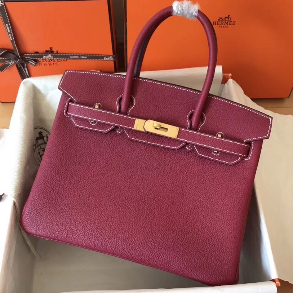 Hermes Ruby Birkin 30cm Clemence Handmade Bag LDBS243210