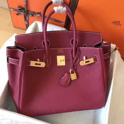 Hermes Ruby Birkin 30cm Clemence Handmade Bag LDBS243210