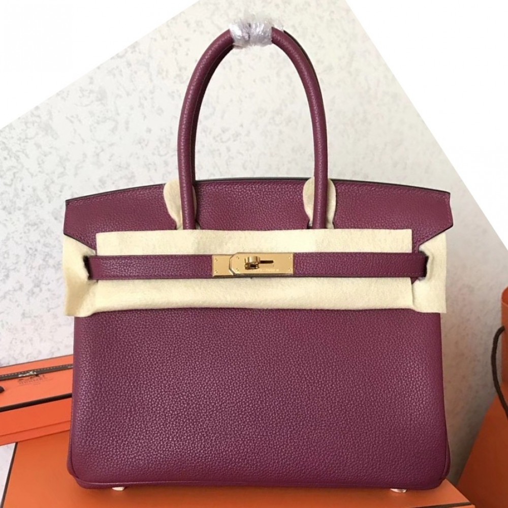 Hermes Ruby Birkin 30cm Clemence Handmade Bag LDBS243209