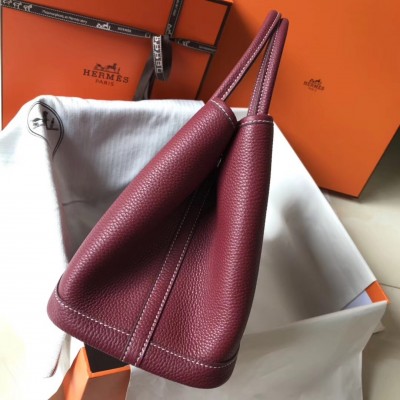 Hermes Ruby Clemence Garden Party 30cm Handmade Bag LDBS243213