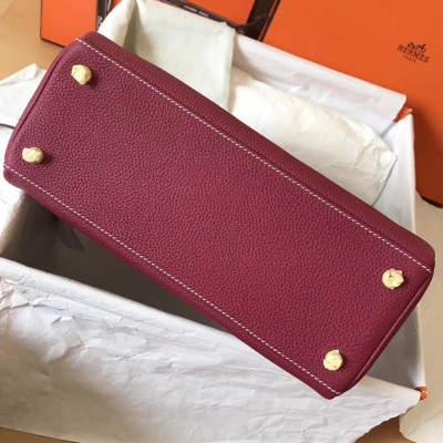 Hermes Ruby Clemence Kelly 28cm Handmade Bag LDBS243214