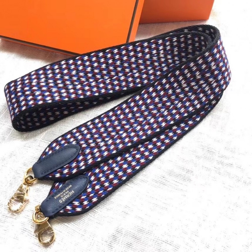 Hermes Sangle Zigzag 50 mm Bag Strap White/Blue/Red LDBS243225