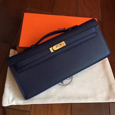 Hermes Sapphire Epsom Kelly Cut Handmade Bag LDBS243229