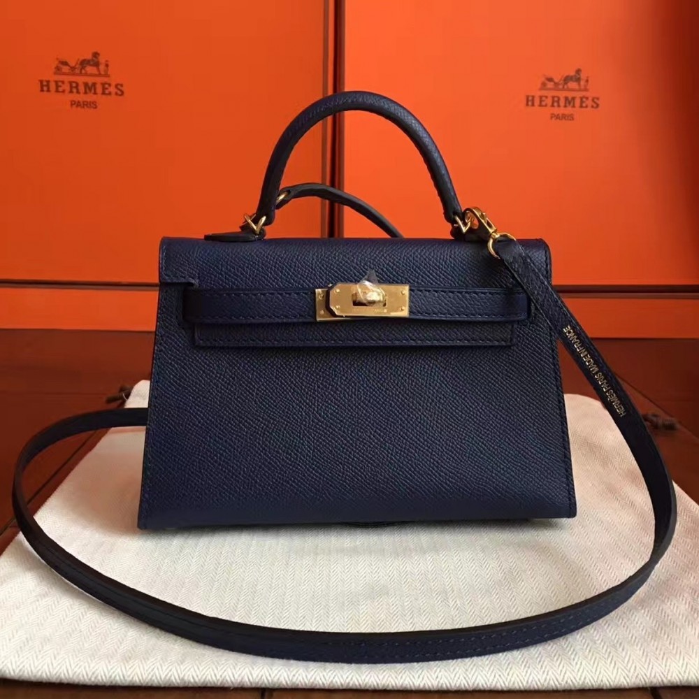 Hermes Sapphire Epsom Kelly Mini II Handmade Bag LDBS243230