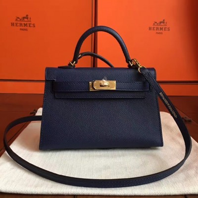 Hermes Sapphire Epsom Kelly Mini II Handmade Bag LDBS243230