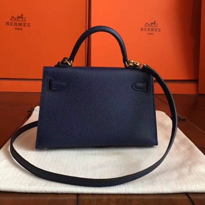 Hermes Sapphire Epsom Kelly Mini II Handmade Bag LDBS243230