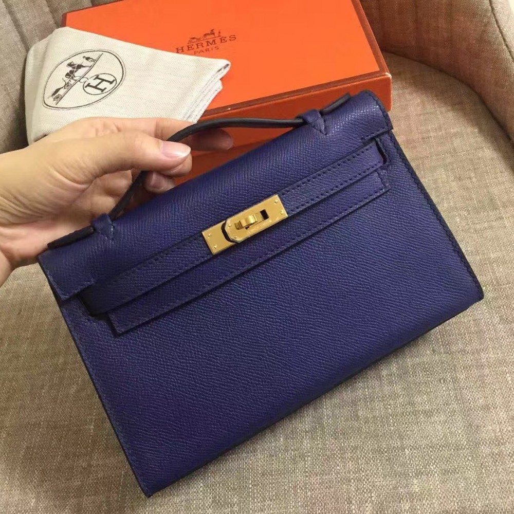 Hermes Sapphire Kelly Pochette Epsom Handmade Bag LDBS243231