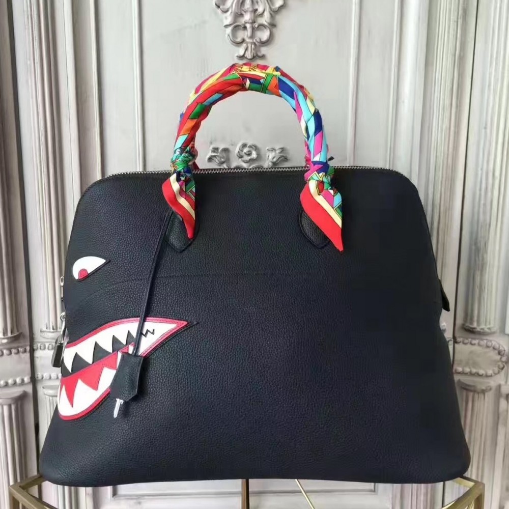 Hermes Shark Bolide 45cm Bag In Black Calfskin LDBS243233