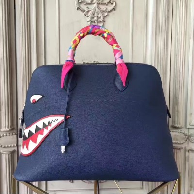 Hermes Shark Bolide 45cm Bag In Blue Calfskin LDBS243234