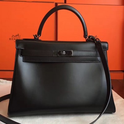 Hermes So Black Box Kelly Retourne 32cm Handmade Bag LDBS243239