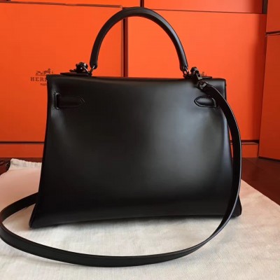 Hermes So Black Box Kelly Retourne 32cm Handmade Bag LDBS243239