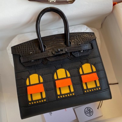 Hermes So Black Midnight Faubourg Birkin 20 Sellier Limited Edition Bag LDBS243241