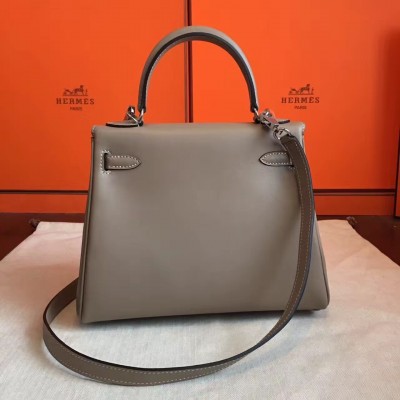 Hermes Swift Kelly 25cm Retourne Handmade Grey Bag LDBS243248