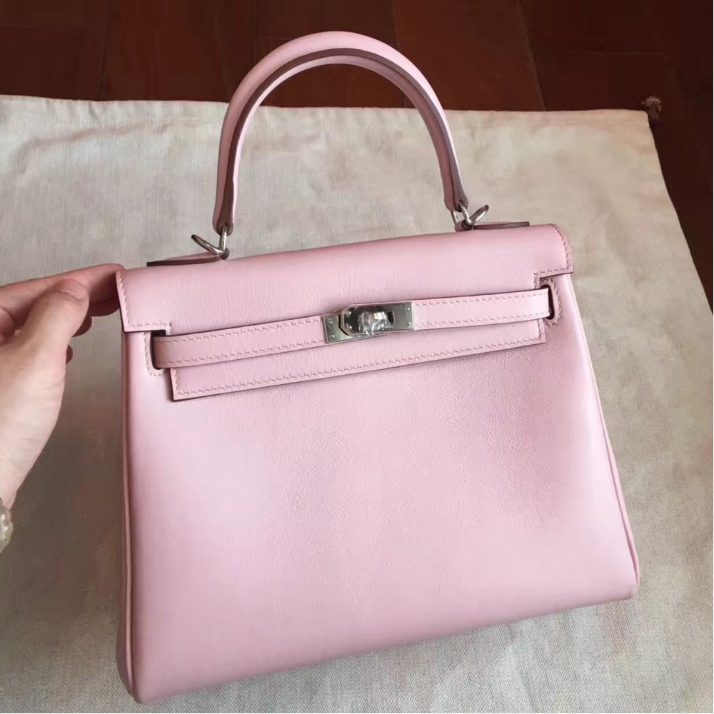 Hermes Swift Kelly 25cm Retourne Handmade Rose Dragee Bag LDBS243249