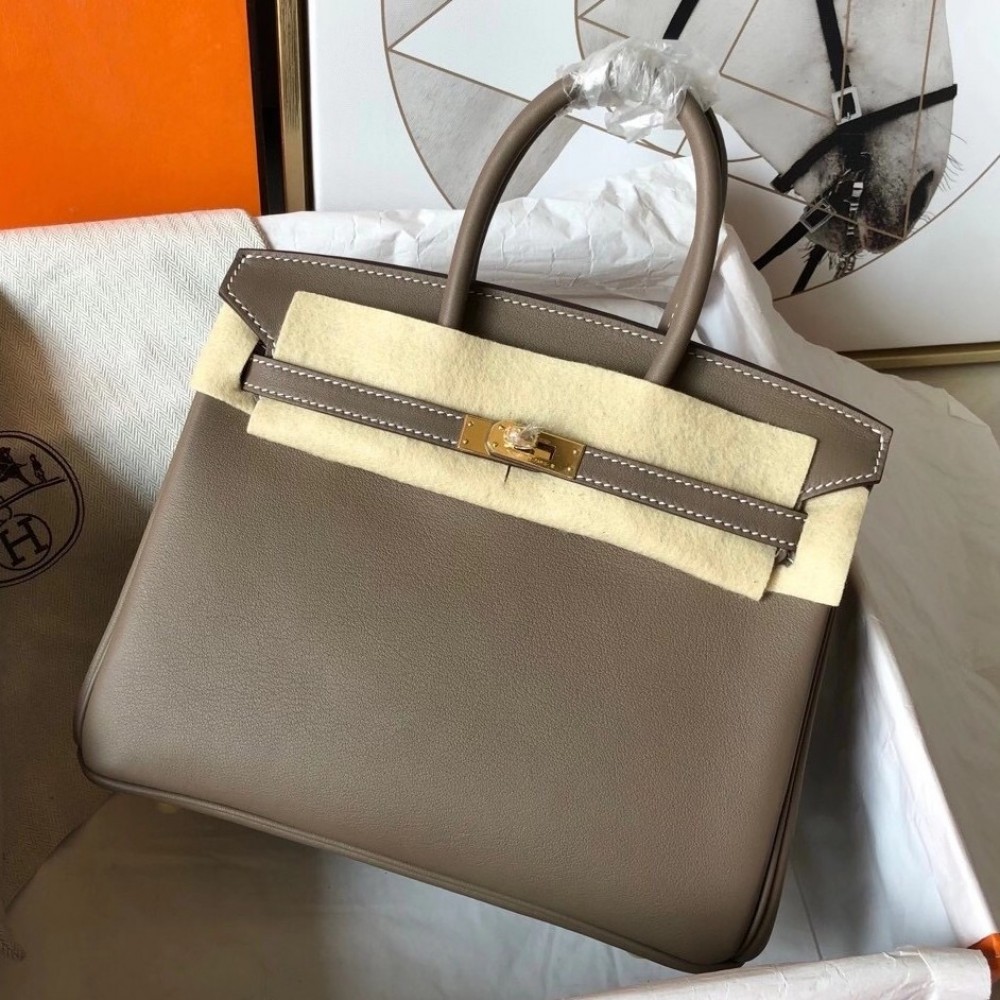 Hermes Taupe Birkin 25cm Swift Handmade Bag LDBS243253