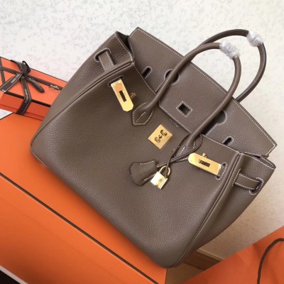 Hermes Taupe Birkin 30cm Clemence Handmade Bag LDBS243254