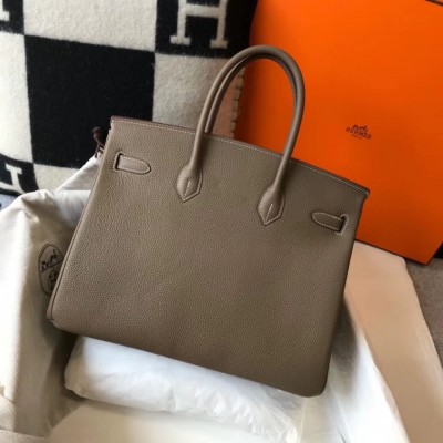 Hermes Taupe Clemence Birkin 35cm Bag LDBS243259