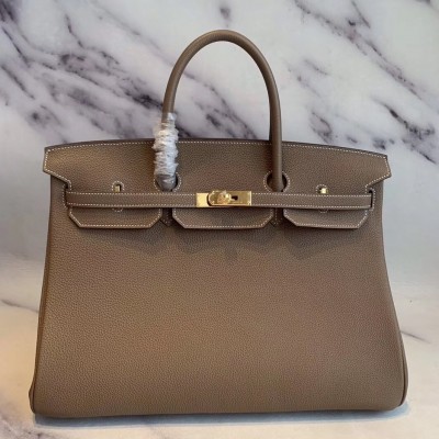 Hermes Taupe Clemence Birkin 40cm Handmade Bag LDBS243260