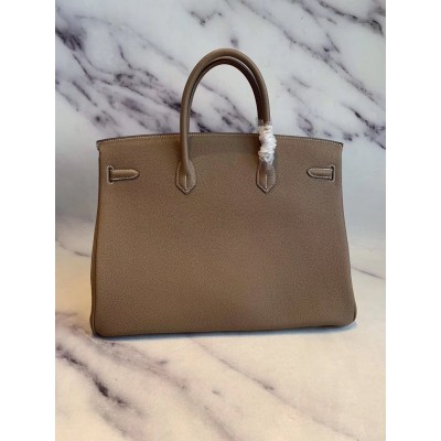 Hermes Taupe Clemence Birkin 40cm Handmade Bag LDBS243260