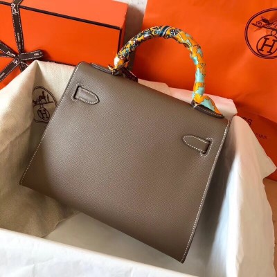 Hermes Taupe Epsom Kelly 28cm Handmade Bag LDBS243268