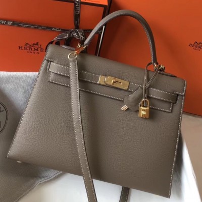 Hermes Taupe Epsom Kelly 32cm Sellier Bag LDBS242745