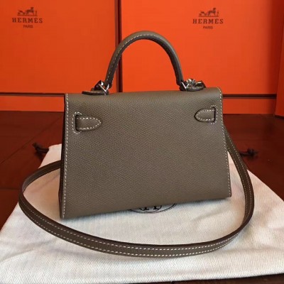 Hermes Taupe Epsom Kelly Mini II Handmade Bag LDBS243270