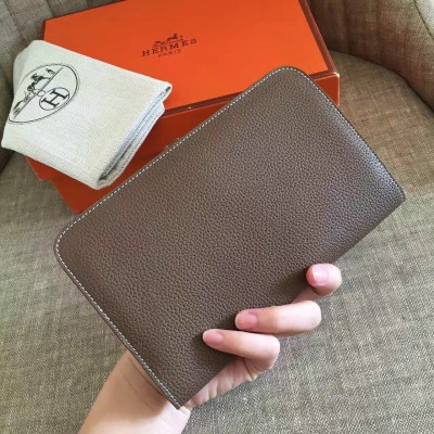 Hermes Taupe Grey Dogon Duo Combined Wallet LDBS243272