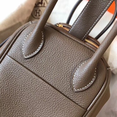 Hermes Taupe Lindy 26cm Clemence Handmade Bag LDBS243274