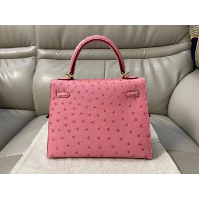 Hermes Terre Cutie Ostrich Kelly 25cm Handmade Bag LDBS243285