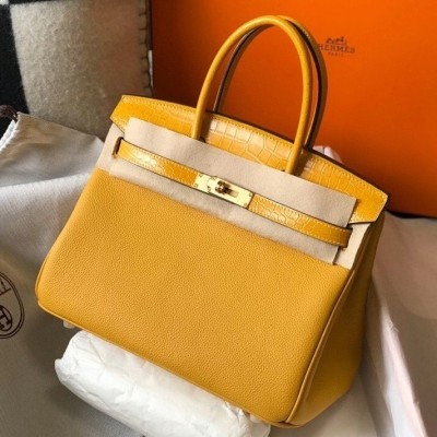 Hermes Touch Birkin 30cm Limited Edition Yellow Bag LDBS243308