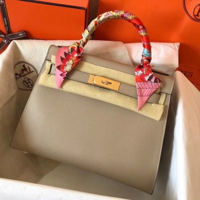 Hermes Tourterelle Epsom Kelly 28cm Handmade Bag LDBS243312