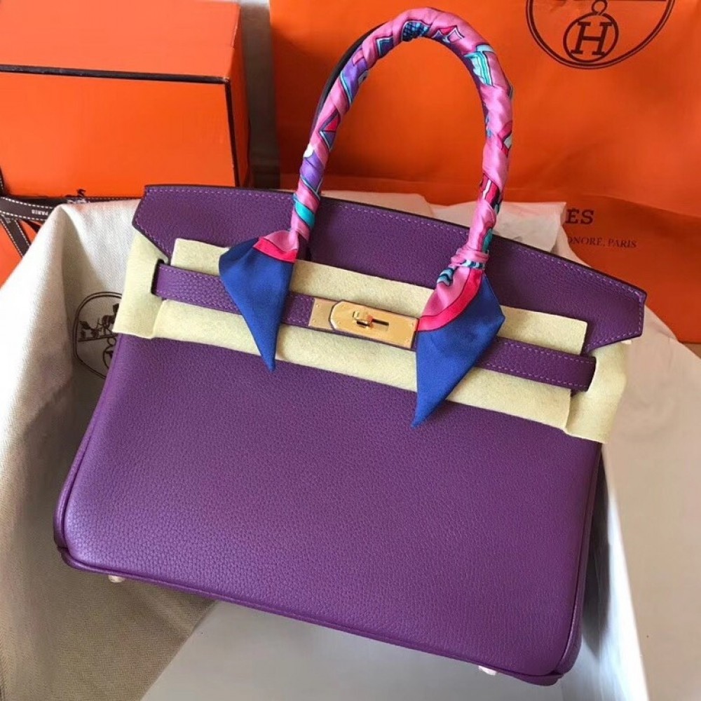 Hermes Ultraviolet Birkin 30cm Clemence Handmade Bag LDBS243318