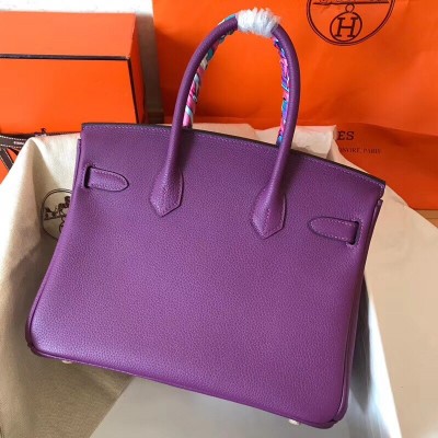 Hermes Ultraviolet Birkin 30cm Clemence Handmade Bag LDBS243318